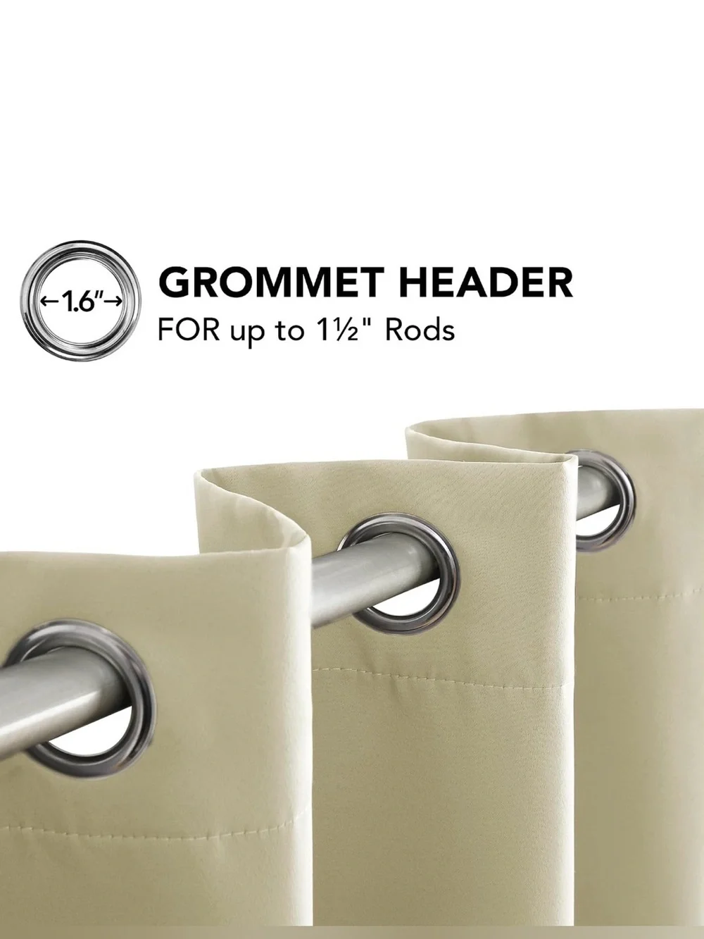 Deconovo Blackout Curtains in Beige with Grommets Two Panels